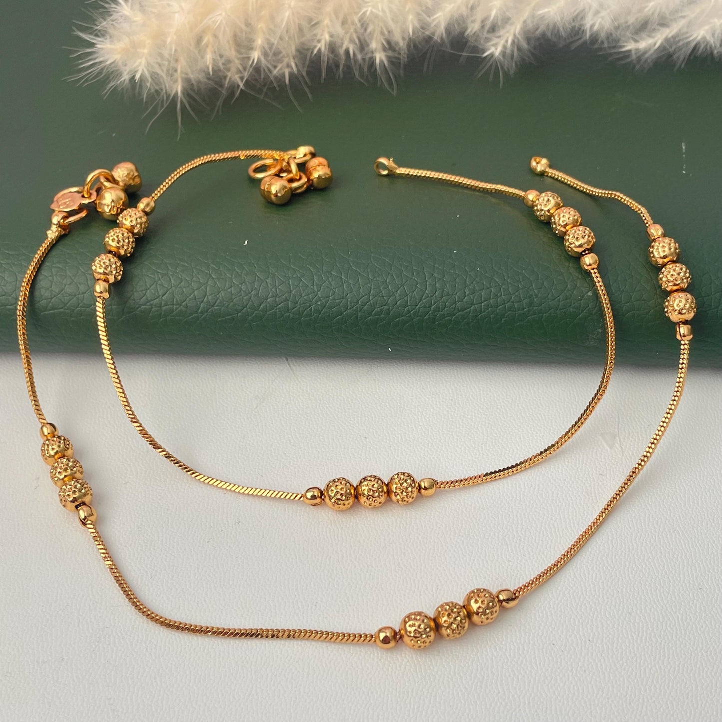 Gold Plated Anklets: Delicate Bridal Foot Jewelry comes as a pair
