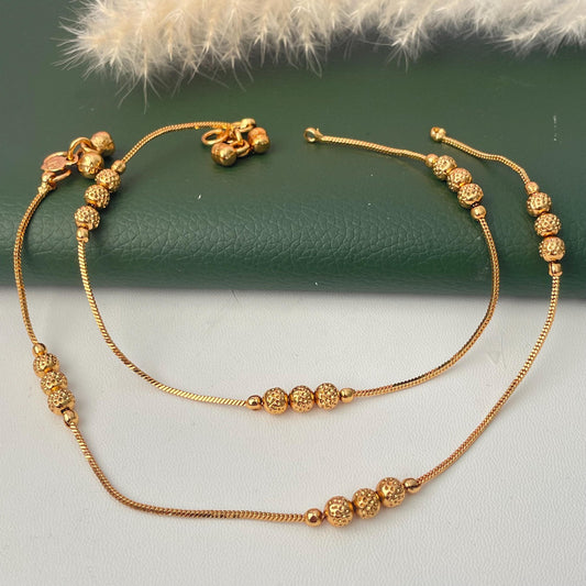 Gold Plated Anklets: Delicate Bridal Foot Jewelry comes as a pair