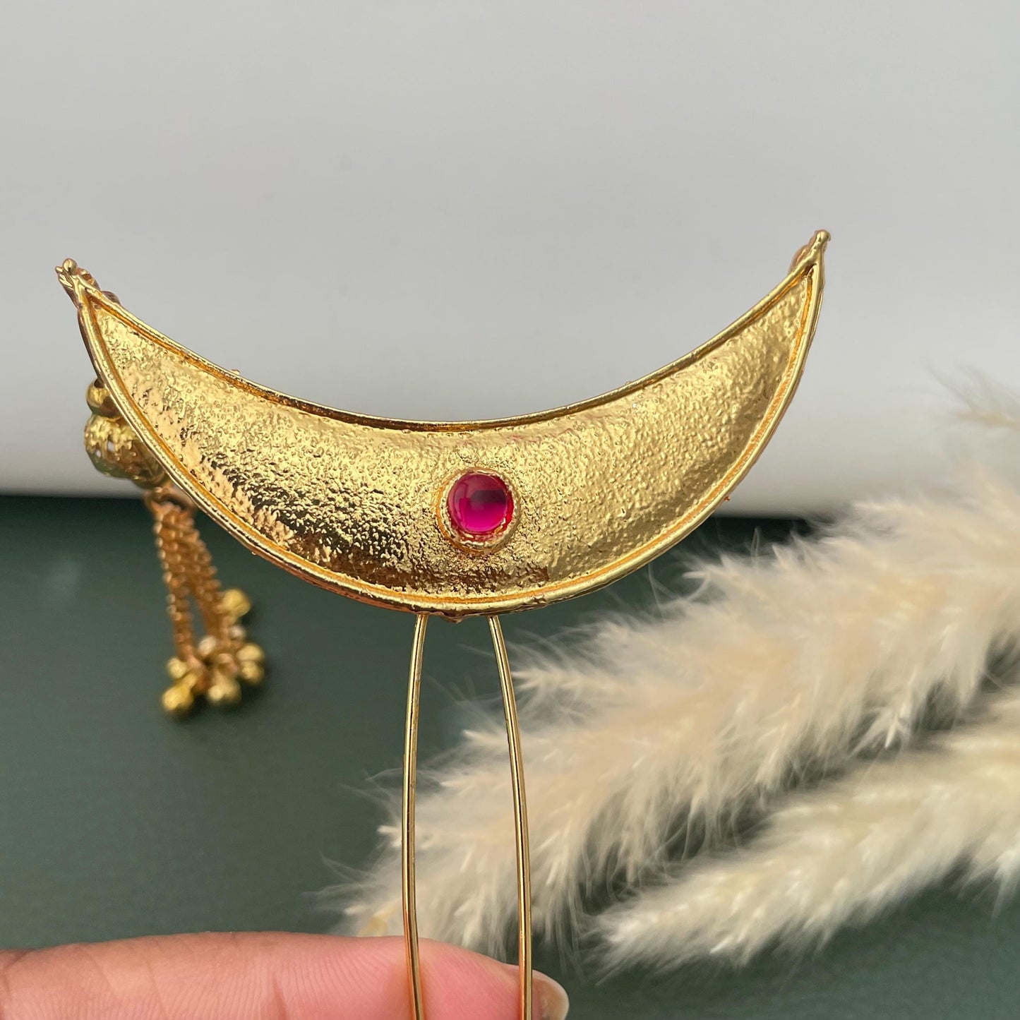 Maharashtrian Golden Crescent Hair Pins: Festive Bun and Braid Accessories