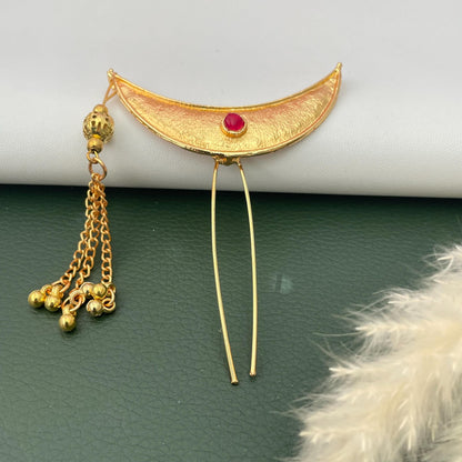 Maharashtrian Golden Crescent Hair Pins: Festive Bun and Braid Accessories