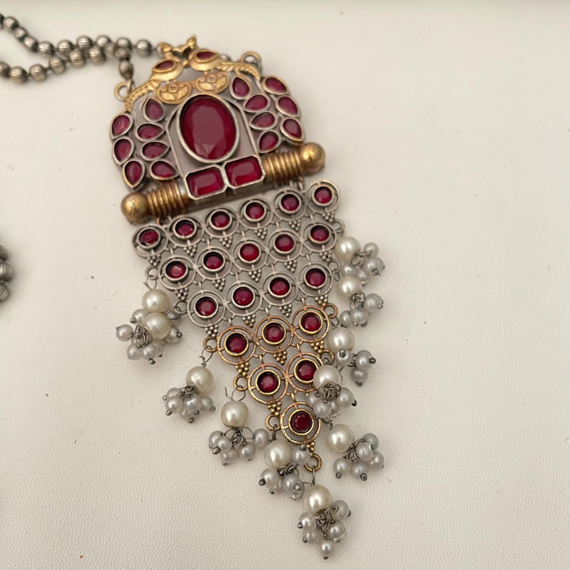 Oxidized Necklace Set: Monalisa Stone, Colorful Festive Jewelry