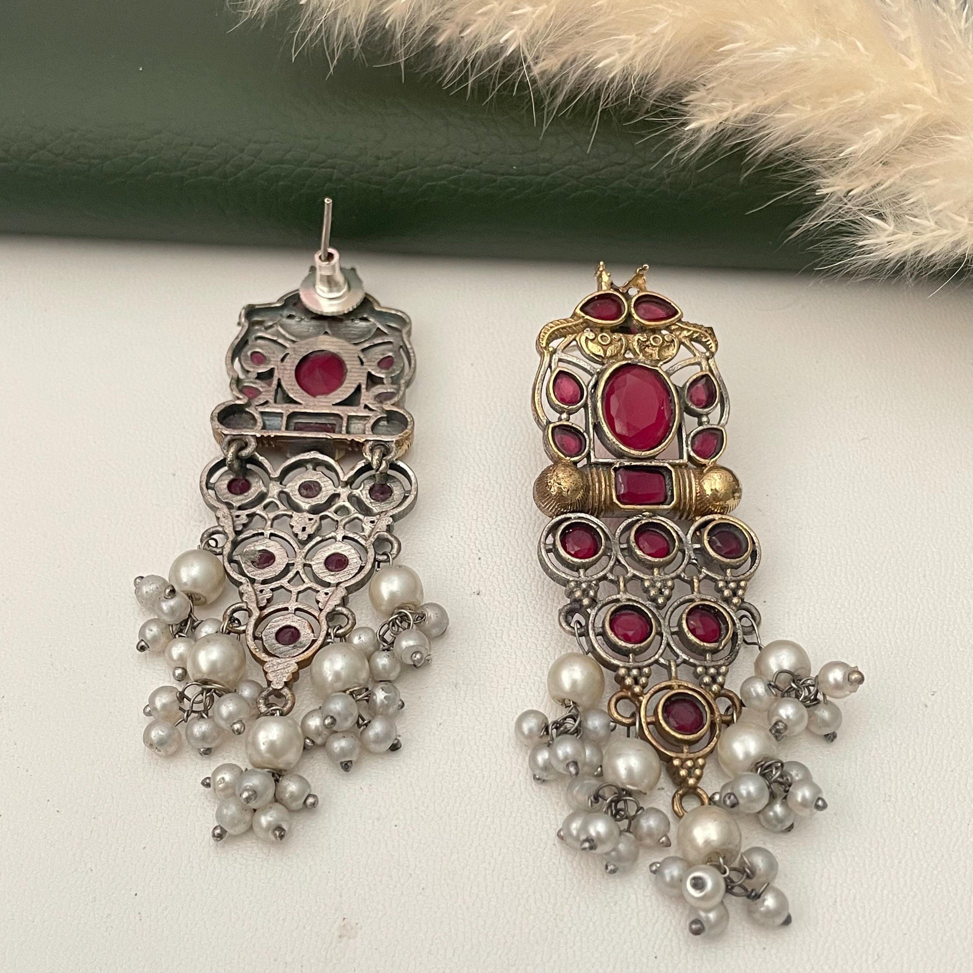 Oxidized Necklace Set: Monalisa Stone, Colorful Festive Jewelry