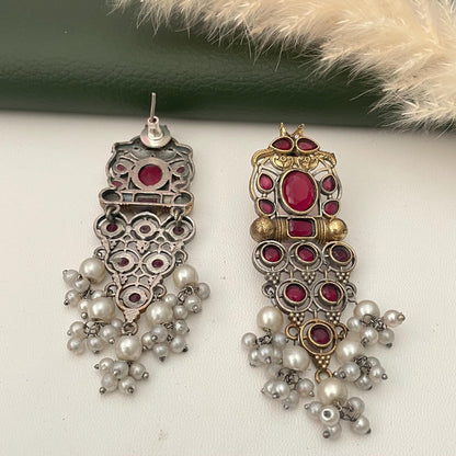 Oxidized Necklace Set: Monalisa Stone, Colorful Festive Jewelry