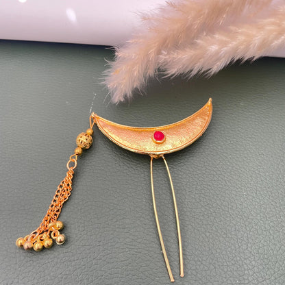 Maharashtrian Golden Crescent Hair Pins: Festive Bun and Braid Accessories