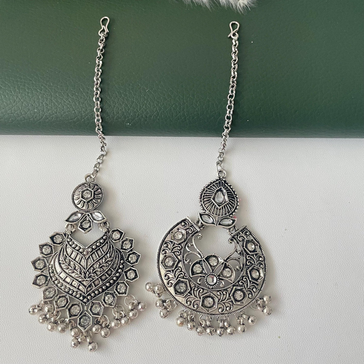 Oxidized Maang Tikka: Indian Head Jewelry with Ghungaroo