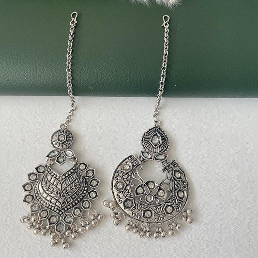 Oxidized Maang Tikka: Indian Head Jewelry with Ghungaroo