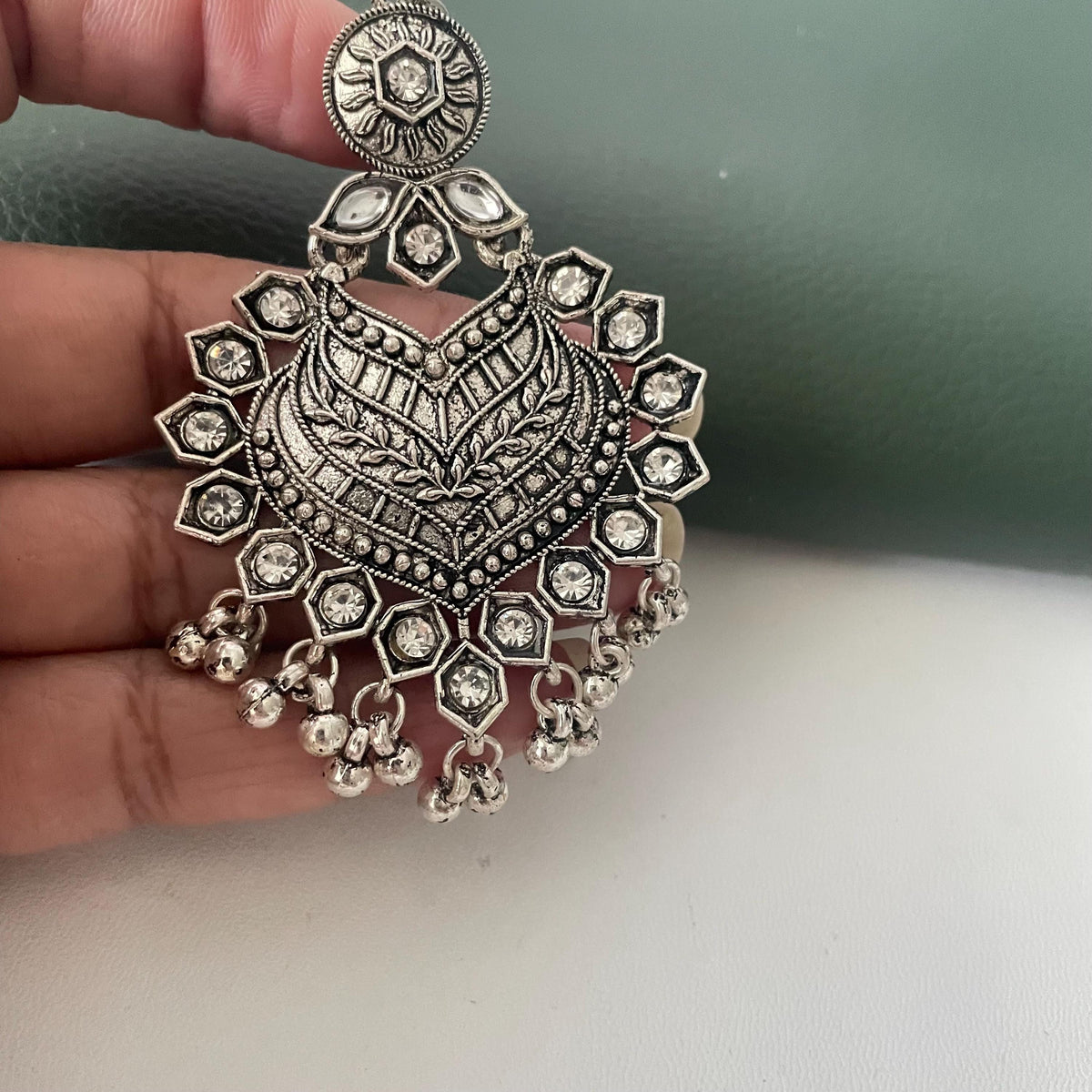 Oxidized Maang Tikka: Indian Head Jewelry with Ghungaroo