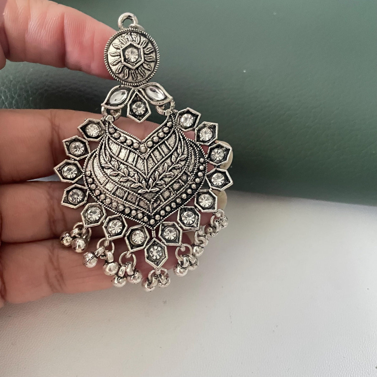 Oxidized Maang Tikka: Indian Head Jewelry with Ghungaroo