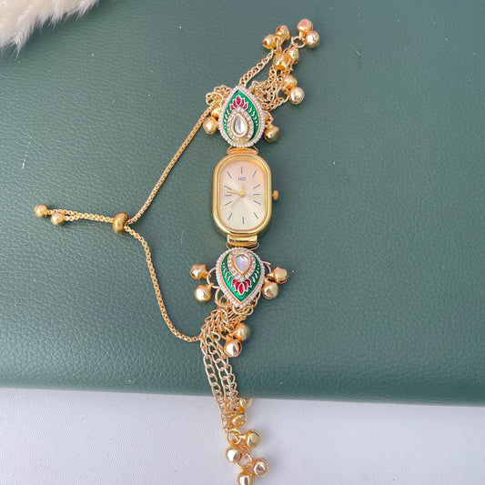 Gold plated easily adjustable party watch