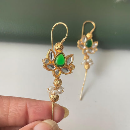 Trendy pearl ruby green lightweight needle Earcuffs Earrings