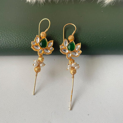 Trendy pearl ruby green lightweight needle Earcuffs Earrings