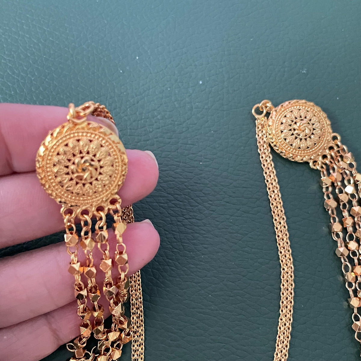 Three strand ashtapailu beads long necklace mala