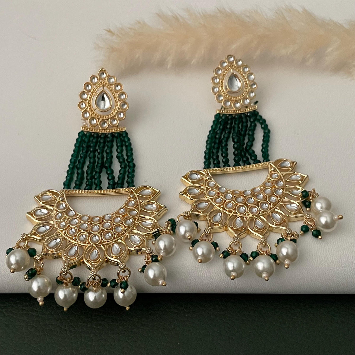 Kundan Chandbali Earrings: Beaded Indian Bridal Jewelry