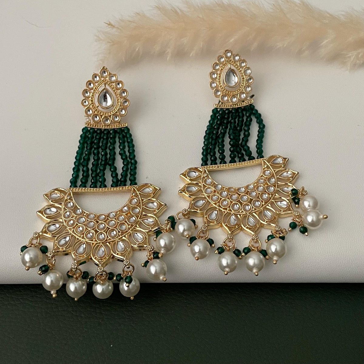 Kundan Chandbali Earrings: Beaded Indian Bridal Jewelry
