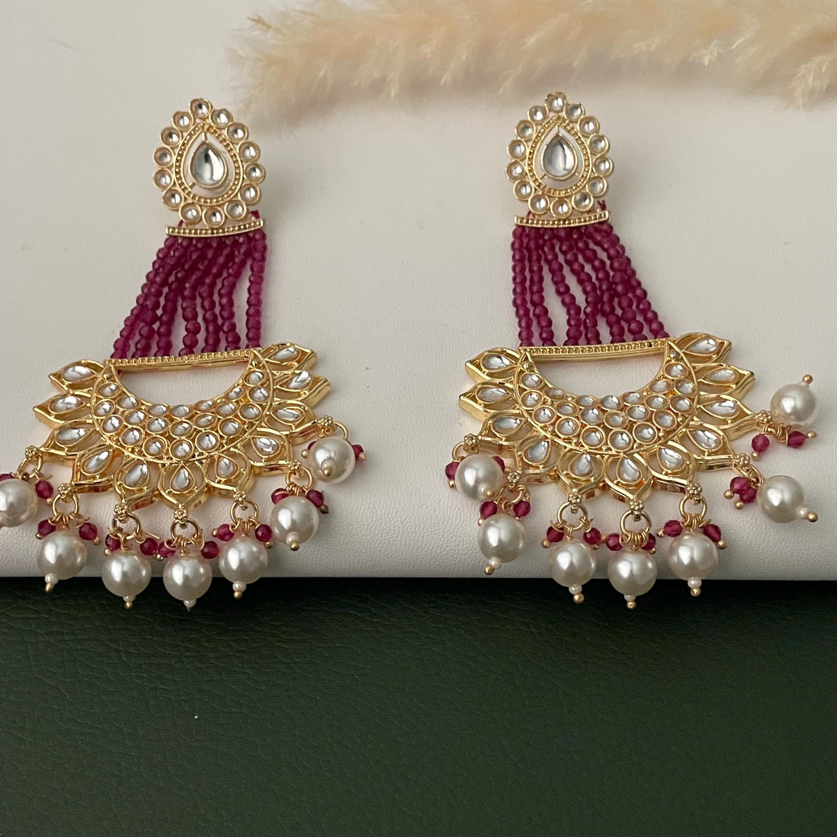 Kundan Chandbali Earrings: Beaded Indian Bridal Jewelry