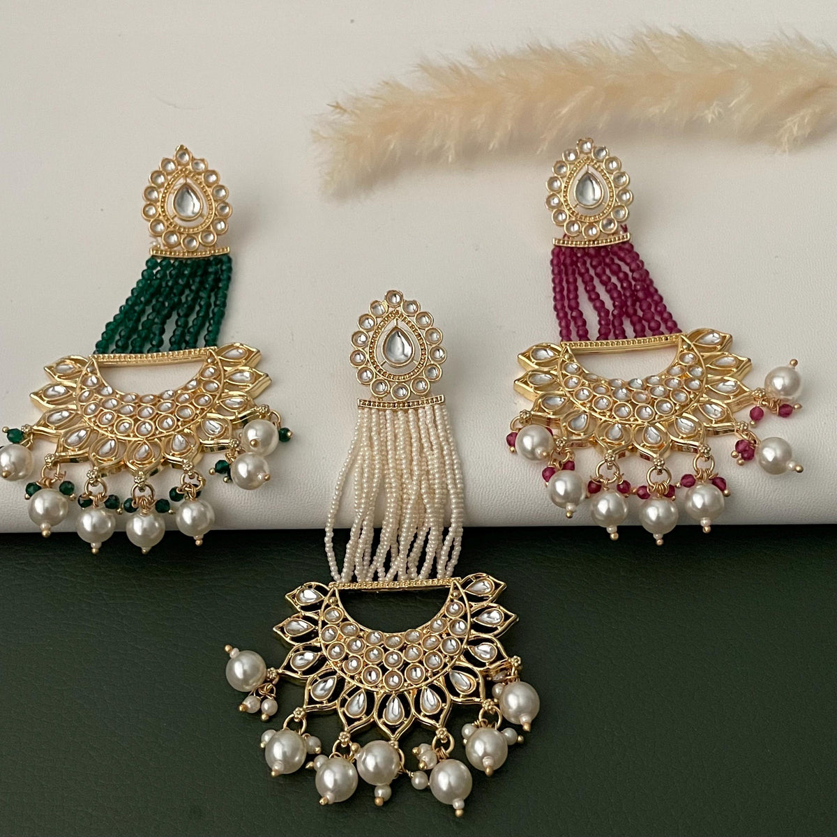 Kundan Chandbali Earrings: Beaded Indian Bridal Jewelry