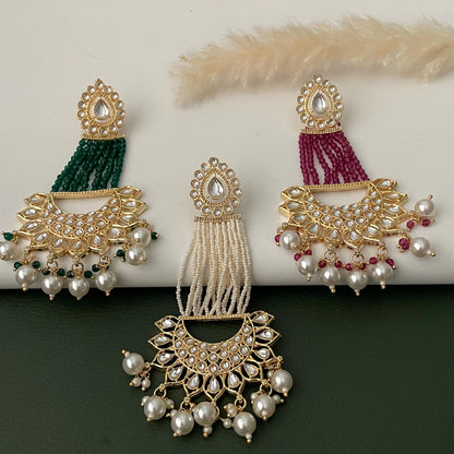 Kundan Chandbali Earrings: Beaded Indian Bridal Jewelry