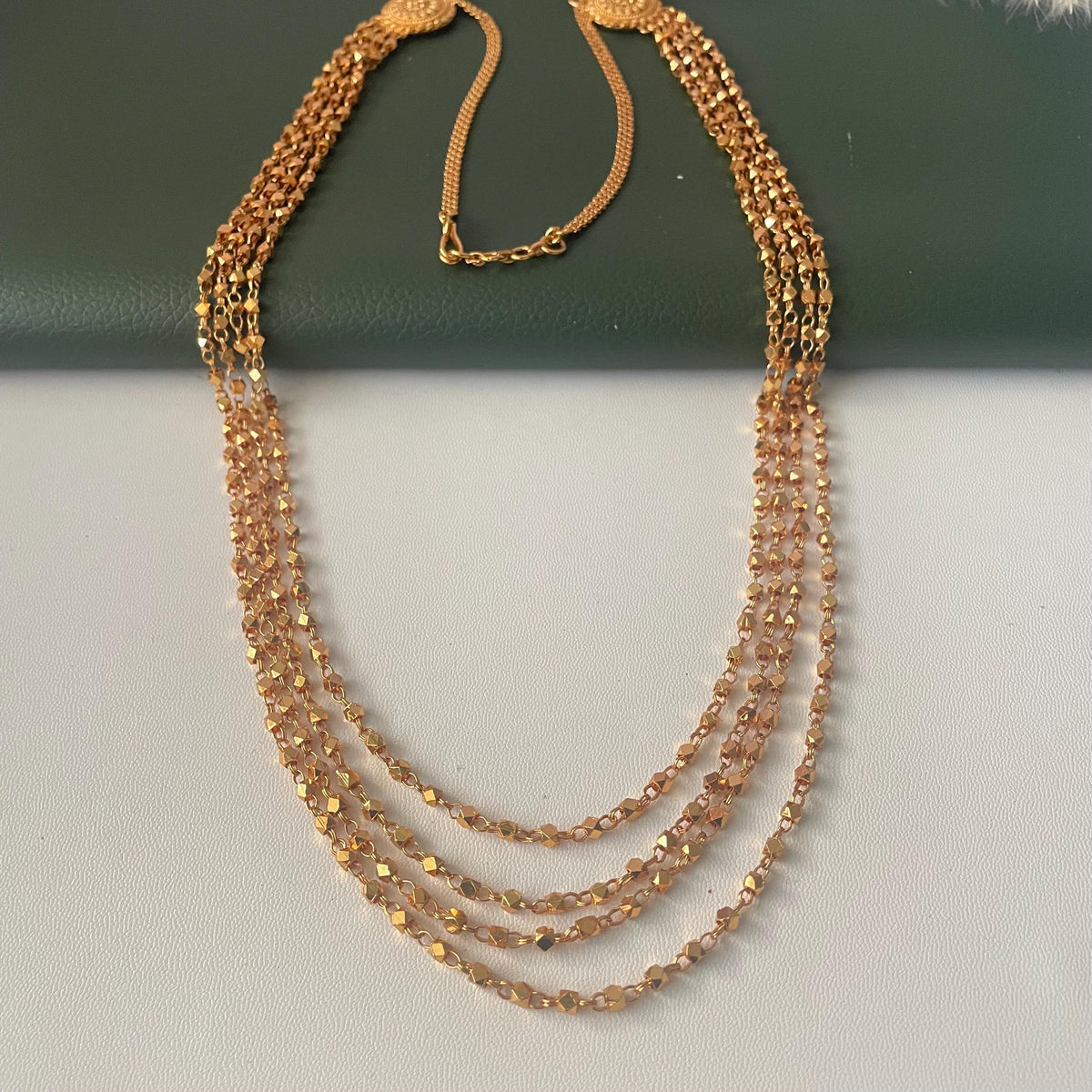 Three strand ashtapailu beads long necklace mala