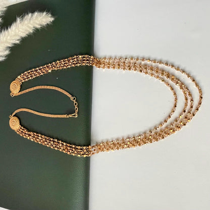 Three strand ashtapailu beads long necklace mala