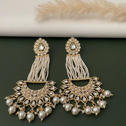 Kundan Chandbali Earrings: Beaded Indian Bridal Jewelry
