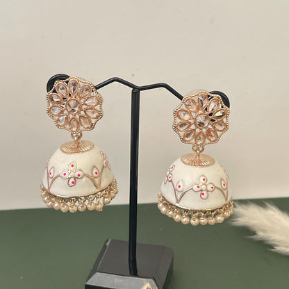 Kundan gold plated Minakari small trendy jhumkis