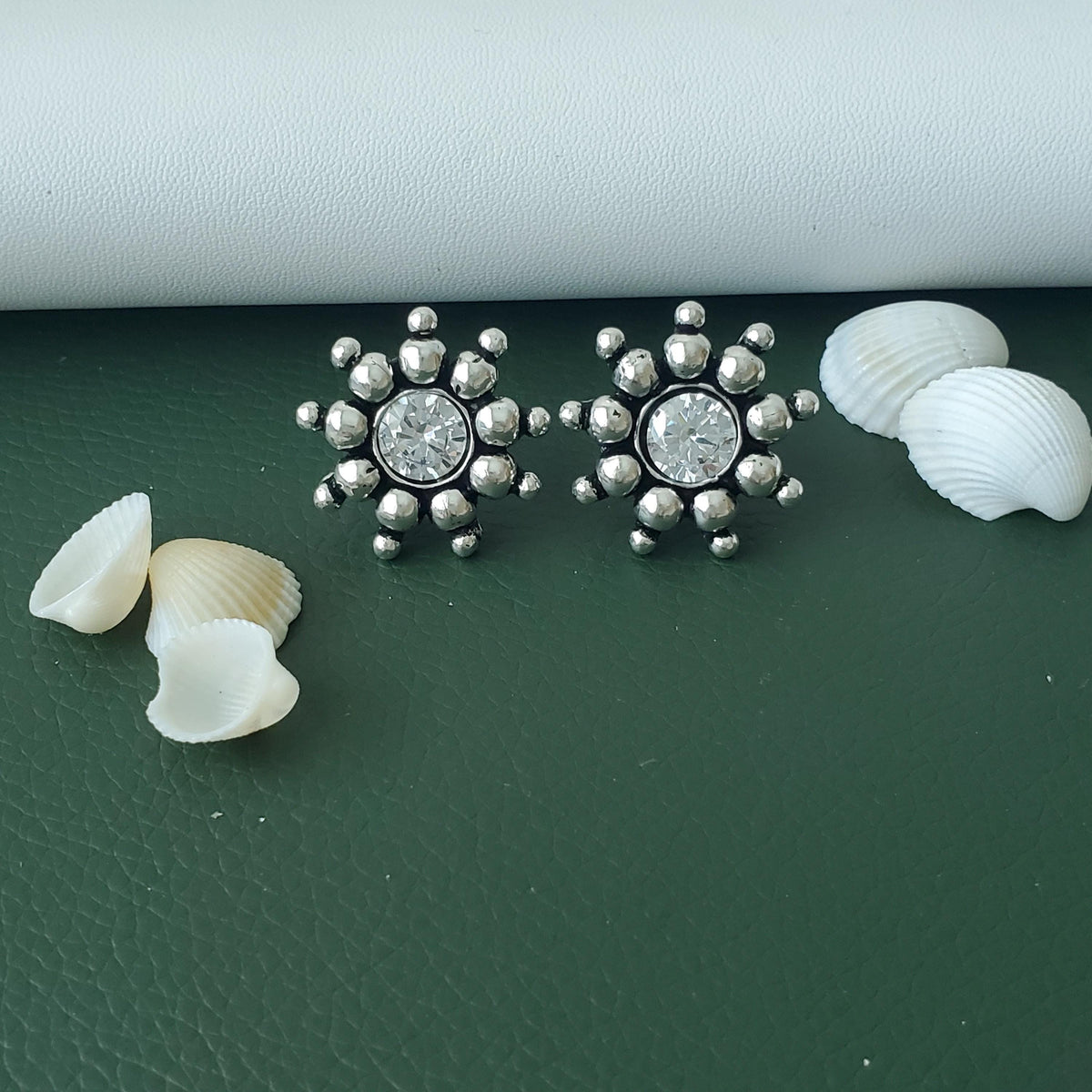 Kemp Stud Earrings: Silver Lookalike, Indian Oxidized Jewelry