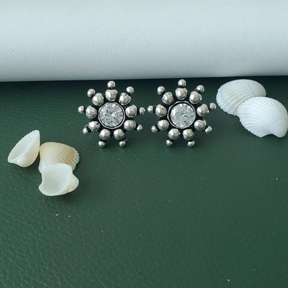 Kemp Stud Earrings: Silver Lookalike, Indian Oxidized Jewelry