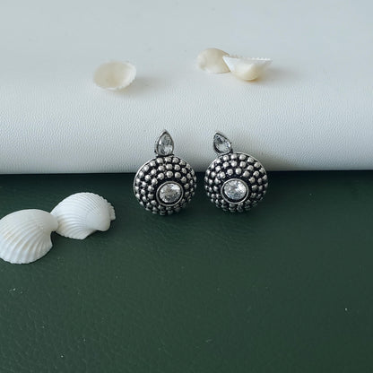 Kemp Stud Earrings: Silver Lookalike, Indian Oxidized Jewelry