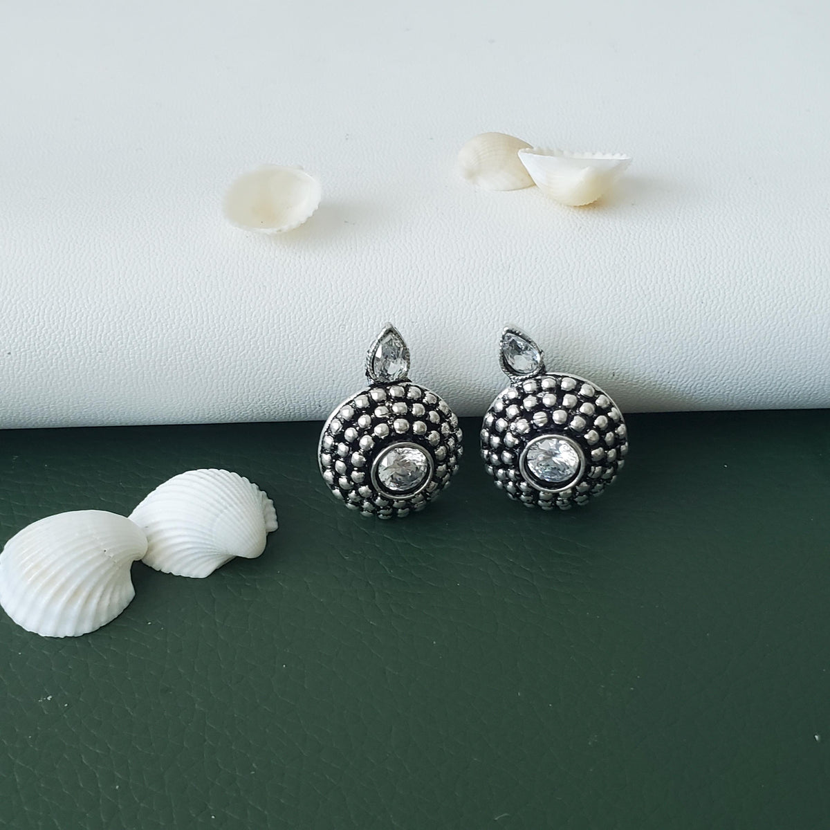 Kemp Stud Earrings: Silver Lookalike, Indian Oxidized Jewelry