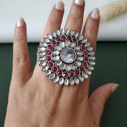 Big Oxidised ring | Silver Oxidised big ring | oxidized | oversized ring
