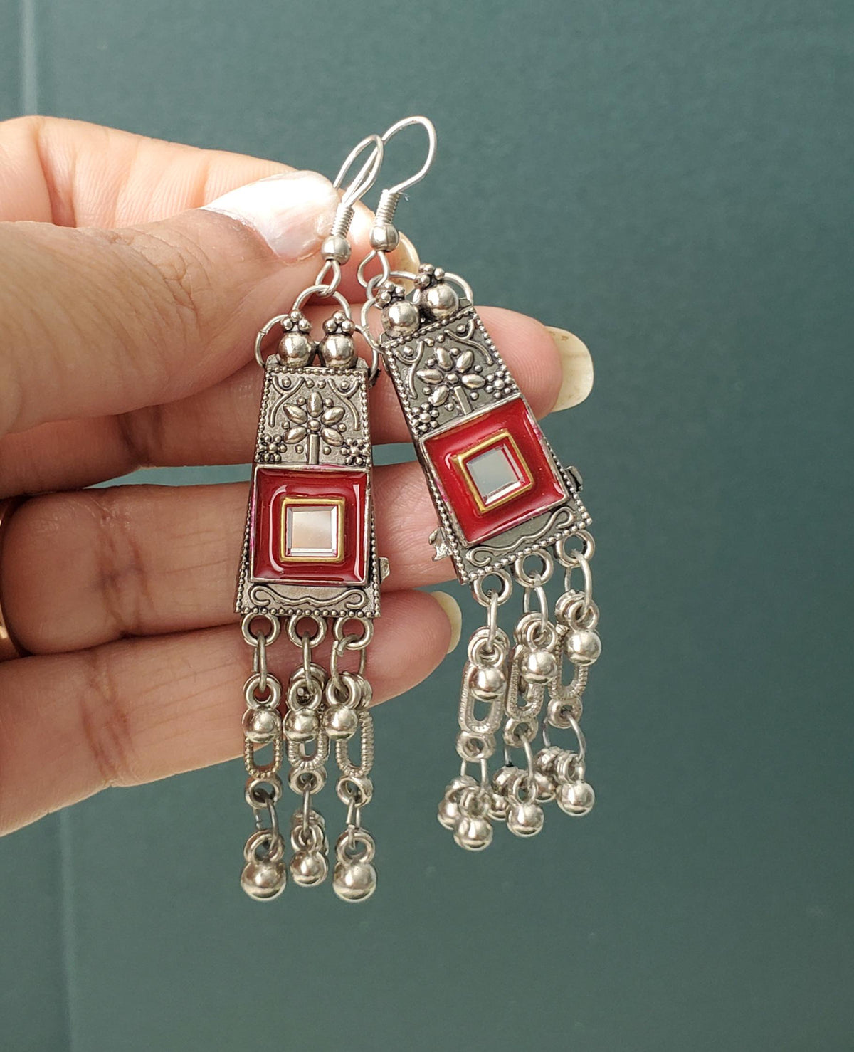 Oxidized Multicolor choker Set: Navratri Garba Choker and Earrings