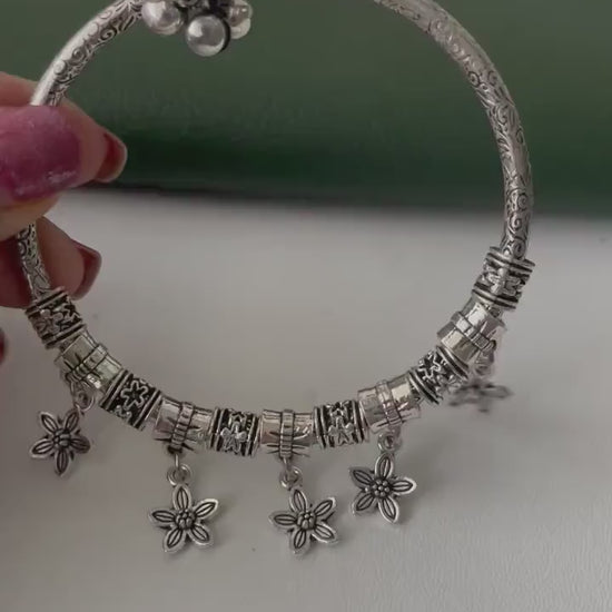Oxidized charm bracelet