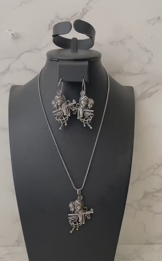 Specially for Navratri Oxidized pendant necklace set with earrings