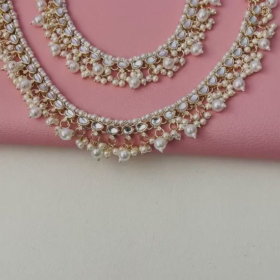 Kundan gold plated anklets for bride