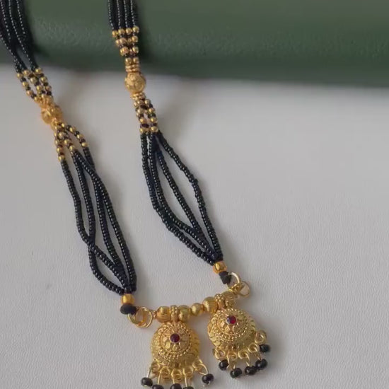 Traditional marathi gold plated wati mangalsutra 36 inches long