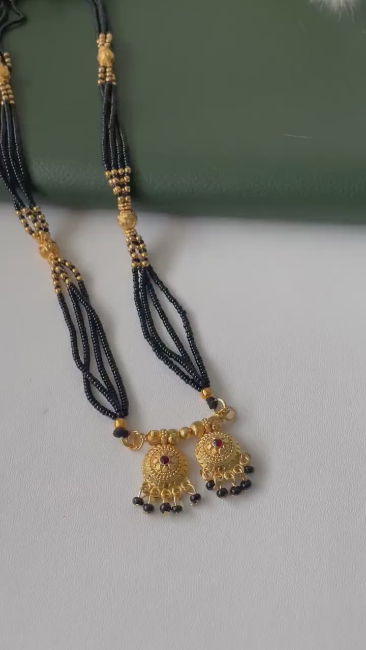 Traditional marathi gold plated wati mangalsutra 36 inches long