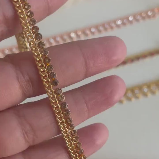 Gold plated rhinestones Indian Anklets Payal Painjaniya