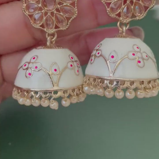 Kundan gold plated Minakari small trendy jhumkis