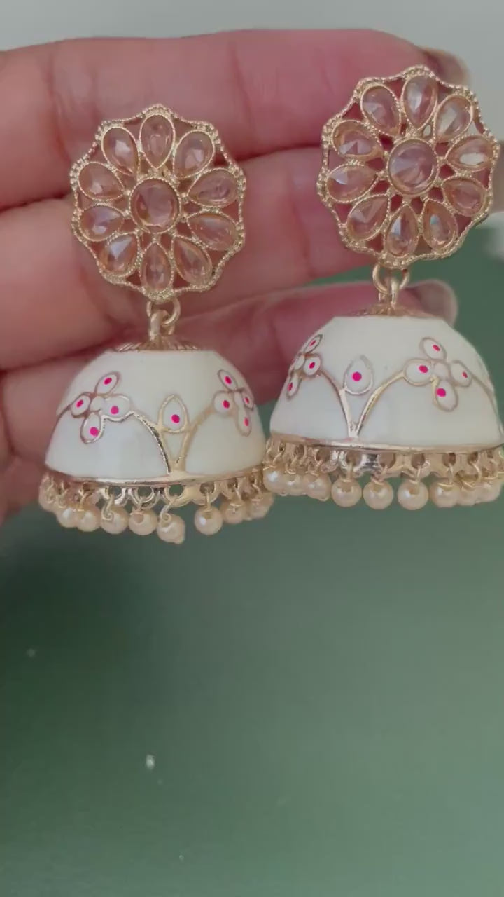 Kundan gold plated Minakari small trendy jhumkis