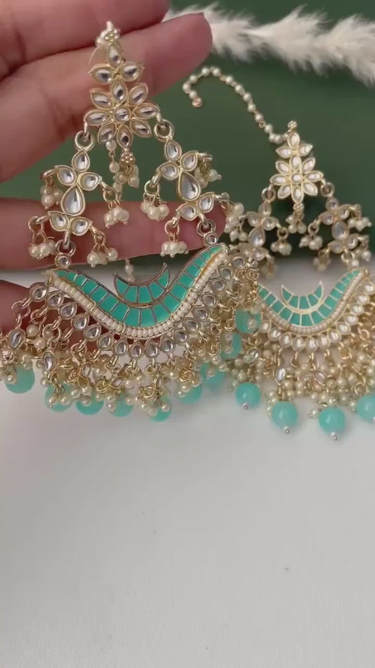 Kundan  Pearl Jhumka Earrings: party wear big earrings