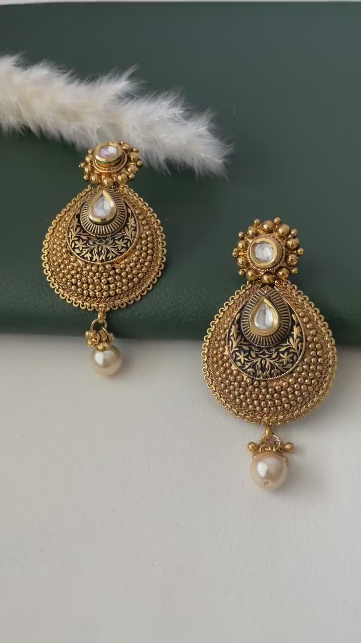 Nysaa gold plated kundan or minakari party earrings