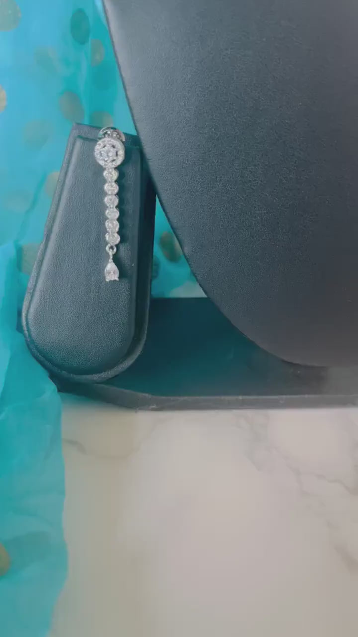 Asymmetrical Cubic Zirconia Necklace Set: Rhodium Plated Wedding Jewelry