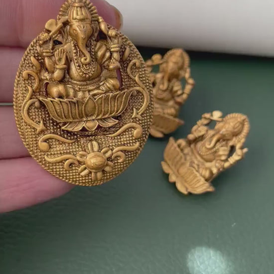 Nysaa Rajawadi polish GaneshJi or  Radha Krishna pendent set temple jewelry