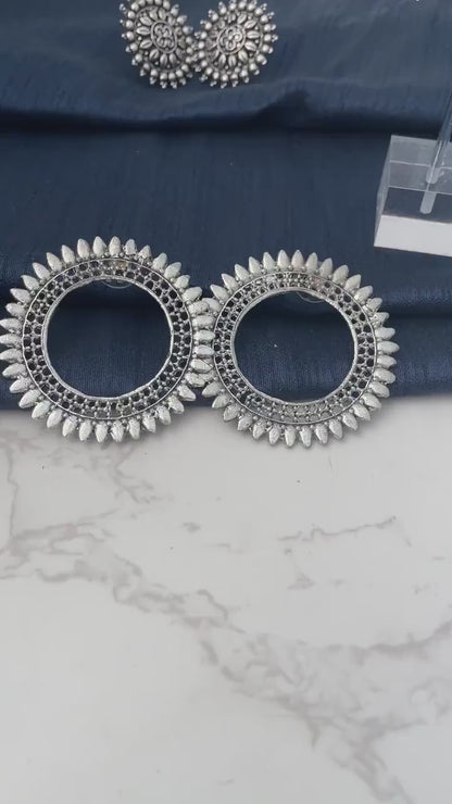Oxidized Indian Stud Earrings: Lightweight Trendy Jewelry