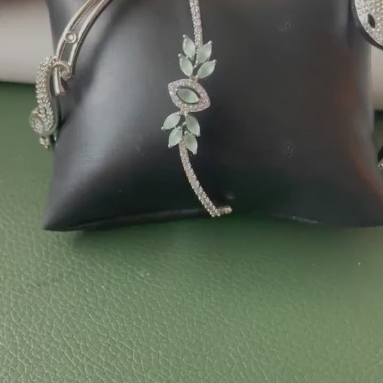 Cubic zirconia gold plated peacock bracelet