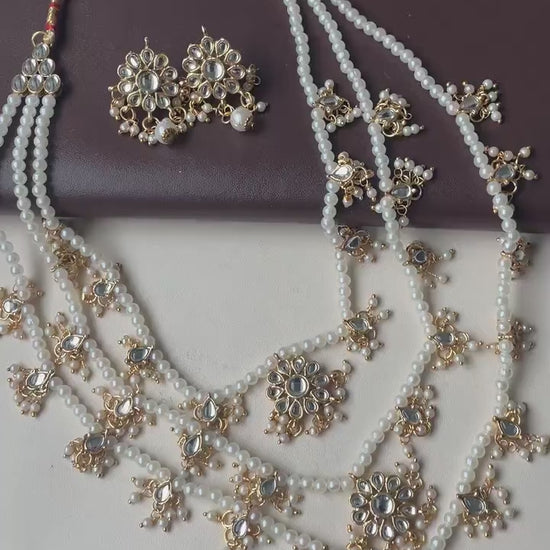 Faux Pearl Kundan Raanihaar: 3-Layer Necklace
