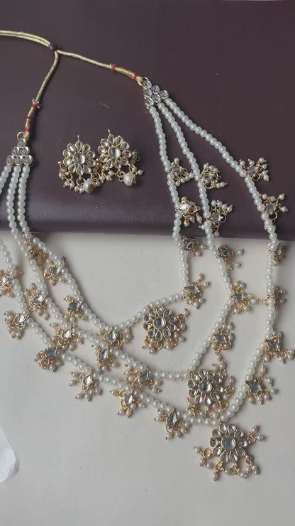 Faux Pearl Kundan Raanihaar: 3-Layer Necklace