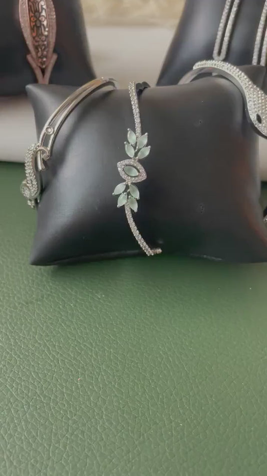 Cubic zirconia gold plated peacock bracelet