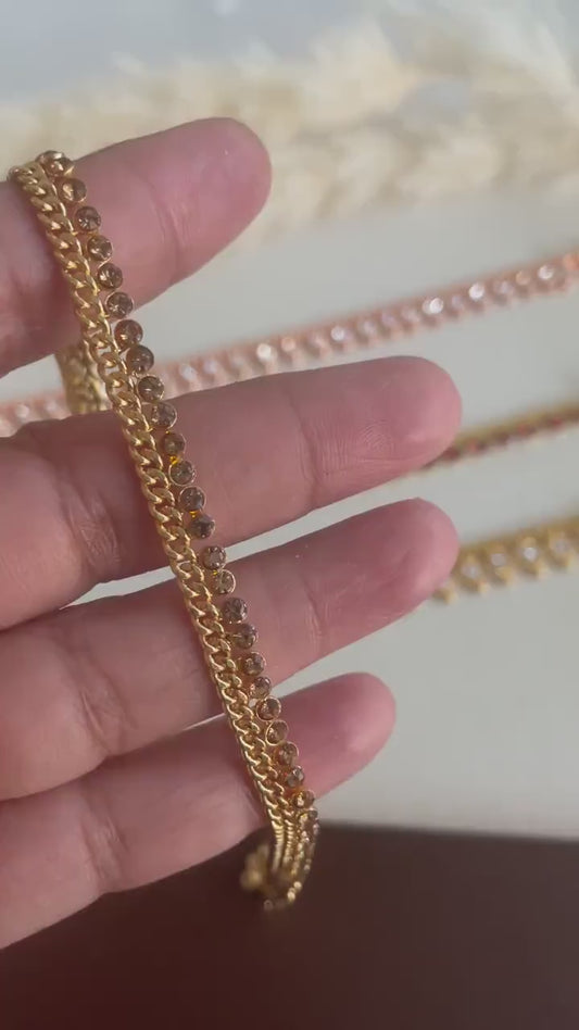 Gold plated rhinestones Indian Anklets Payal Painjaniya
