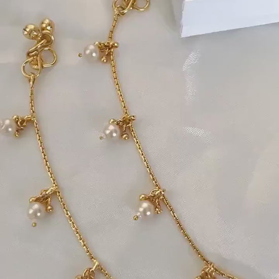 Nysaa gold plated multicolored beads anklet
